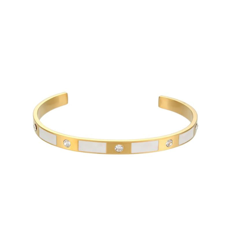 Enamel Square Round Zircon Stone Cuff Bangles For Women