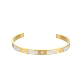 Enamel Square Round Zircon Stone Cuff Bangles For Women