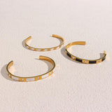 Enamel Square Round Zircon Stone Cuff Bangles For Women