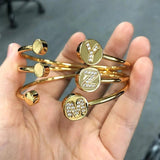 Zircon Bracelet Bangle Women Stainless Steel Christmas