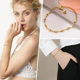 Stainless Steel Chain Bracelet Bangle for Women, Adjustable Charm Bracelet