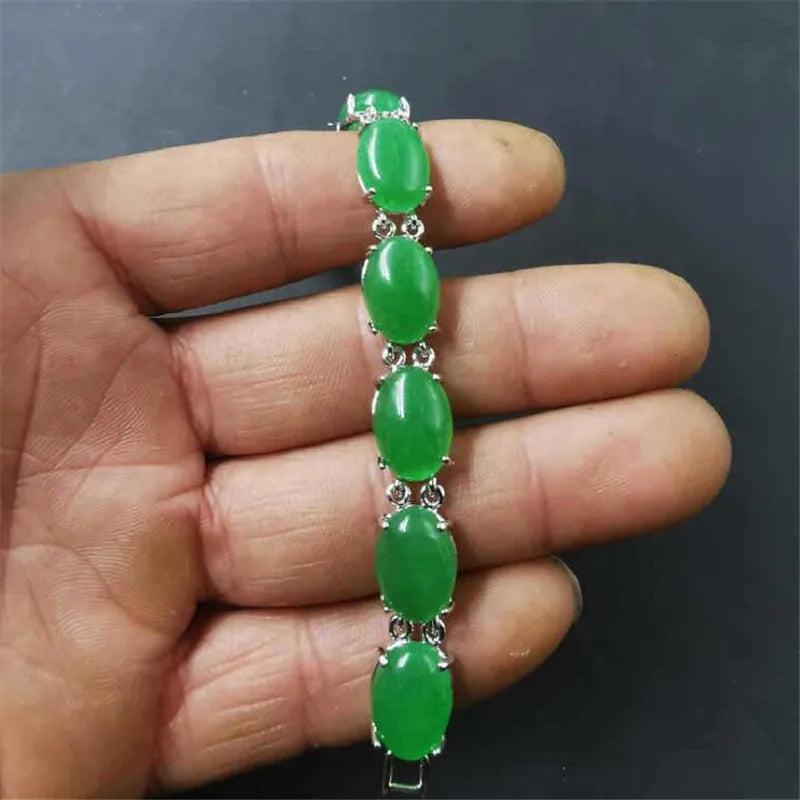 Grace Green Chalcedony Stone Gold Chain Bracelet Wedding Anniversary 7in