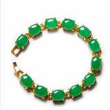 Grace Green Chalcedony Stone Gold Chain Bracelet Wedding Anniversary 7in