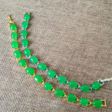 Grace Green Chalcedony Stone Gold Chain Bracelet Wedding Anniversary 7in