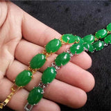 Grace Green Chalcedony Stone Gold Chain Bracelet Wedding Anniversary 7in