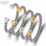 Heart Crystals Charm Bracelets Stainless Steel Cable Wire