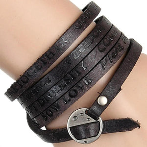 Leather Wide Bracelet Punk Jewelry Vintage Cuff Bangles