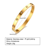 CZ Bangle Bracelet, 18K Plated Cuff, Stainless Steel Jewelry
