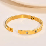 CZ Bangle Bracelet, 18K Plated Cuff, Stainless Steel Jewelry