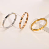 CZ Bangle Bracelet, 18K Plated Cuff, Stainless Steel Jewelry