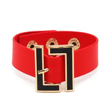 Wide Leather Geometric Metal Bracelet for Women