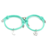 Sun Moon Couple Magnet Rope Bracelets Set