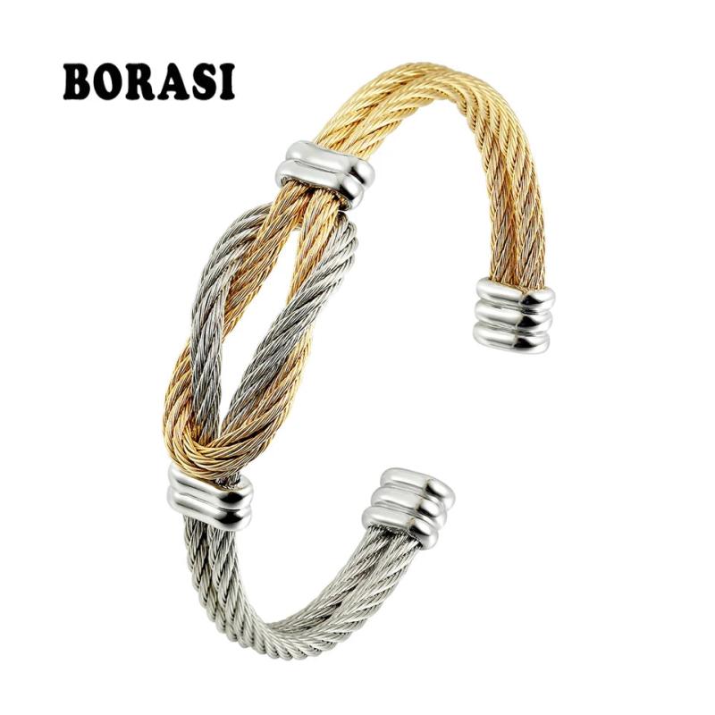 Stainless Steel Wire Knot Cuff Bracelet - 4 Colors Women's Bracelet & Bangle
