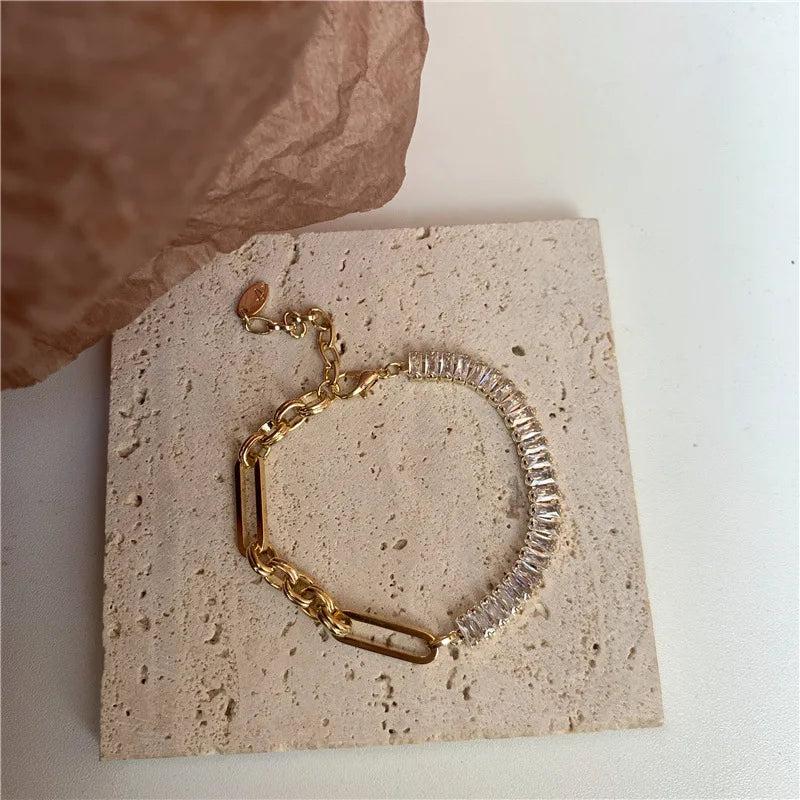 Geometric Chain Stitching Zircon Bracelet for Women Party