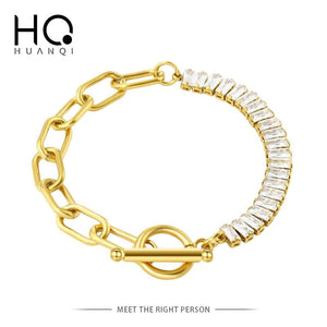 Geometric Chain Stitching Zircon Bracelet for Women Party