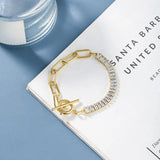 Geometric Chain Stitching Zircon Bracelet for Women Party