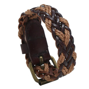 Multilayer Wide Leather Punk Bracelet for Men