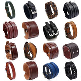 Multilayer Wide Leather Punk Bracelet for Men