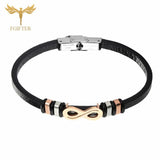 Women Infinity Charm Bracelet Stainless Steel Jewelry Cuff Leather Bangle