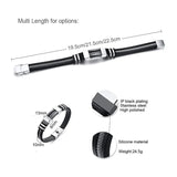 13mm Silicone Bracelets for Men, Grooved Band with Mesh Stainless Steel Chain