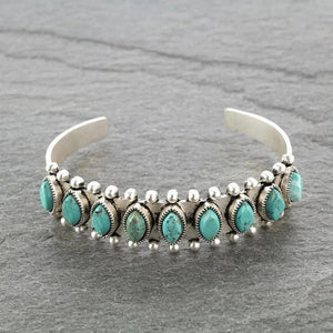 Antique Silver Stone Cuff Bracelet for Women