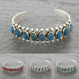 Antique Silver Stone Cuff Bracelet for Women