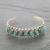 Antique Silver Stone Cuff Bracelet for Women