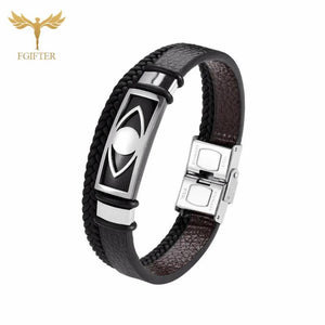 Ethnic Evil Eye Bracelet Stainless Steel Cuff Men Women Accessories