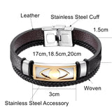 Ethnic Evil Eye Bracelet Stainless Steel Cuff Men Women Accessories