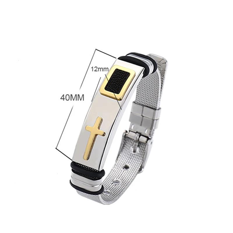 Adjustable Cross Titanium Steel Bracelets for Men Women