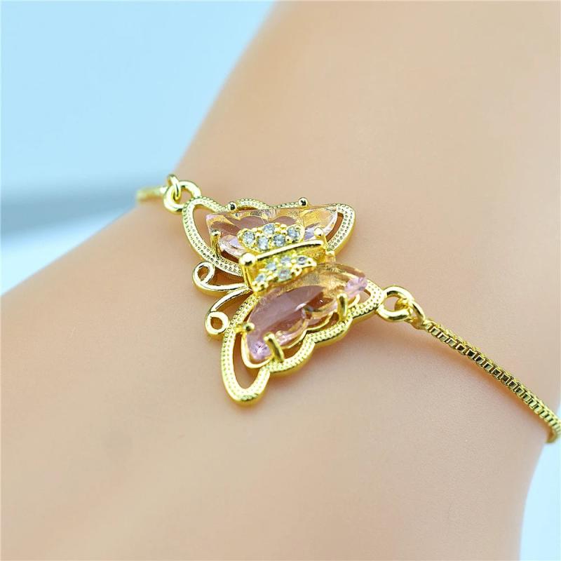 Butterfly Crystal Pendant Bracelet - Adjustable Insect Jewelry