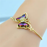 Butterfly Crystal Pendant Bracelet - Adjustable Insect Jewelry