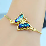 Butterfly Crystal Pendant Bracelet - Adjustable Insect Jewelry