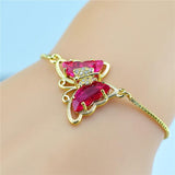Butterfly Crystal Pendant Bracelet - Adjustable Insect Jewelry
