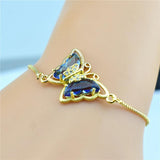 Butterfly Crystal Pendant Bracelet - Adjustable Insect Jewelry