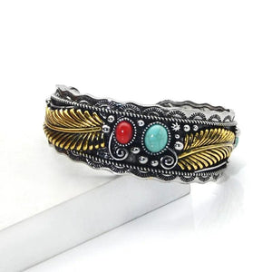 Vintage Two Leaf Bracelet Navajo Style Bohemian Open Bracelet