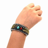 Vintage Two Leaf Bracelet Navajo Style Bohemian Open Bracelet
