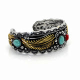 Vintage Two Leaf Bracelet Navajo Style Bohemian Open Bracelet