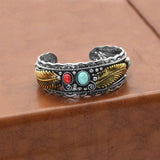 Vintage Two Leaf Bracelet Navajo Style Bohemian Open Bracelet