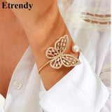 Rhinestone Butterfly Cuff Bracelet for Women