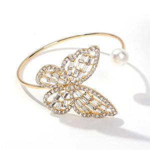 Rhinestone Butterfly Cuff Bracelet for Women