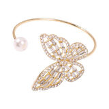 Rhinestone Butterfly Cuff Bracelet for Women