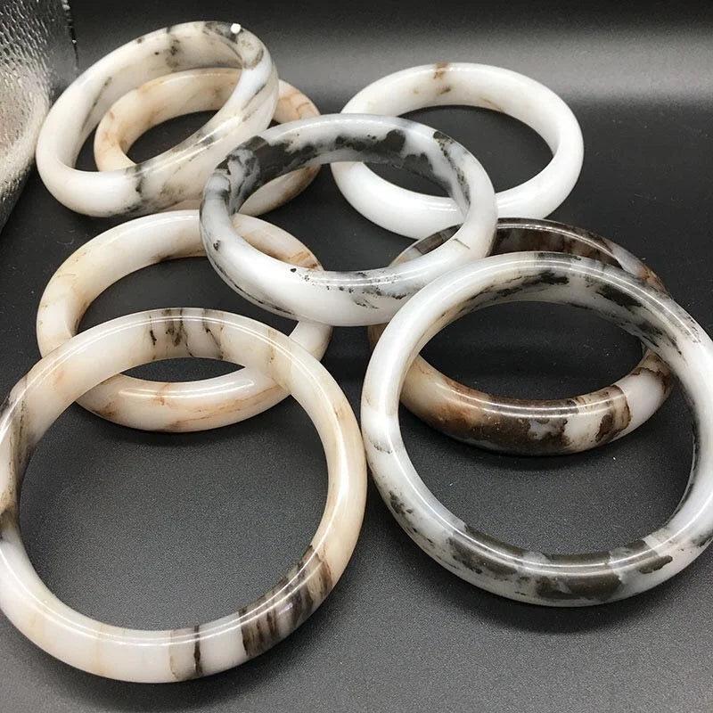 Natural Gobi Jade Ice Silk Wide Band Bracelet - Cyan Beauty