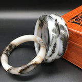 Natural Gobi Jade Ice Silk Wide Band Bracelet - Cyan Beauty