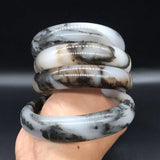 Natural Gobi Jade Ice Silk Wide Band Bracelet - Cyan Beauty