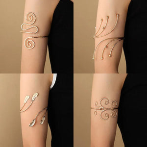 Metal Flowers Arm Cuff Bracelets for Women Retro Body Bangle Punk Jewelry