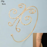 Metal Flowers Arm Cuff Bracelets for Women Retro Body Bangle Punk Jewelry