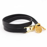 Stainless Steel Leather Bracelet Women Geometric Metal Charm Jewelry