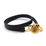 Stainless Steel Leather Bracelet Women Geometric Metal Charm Jewelry