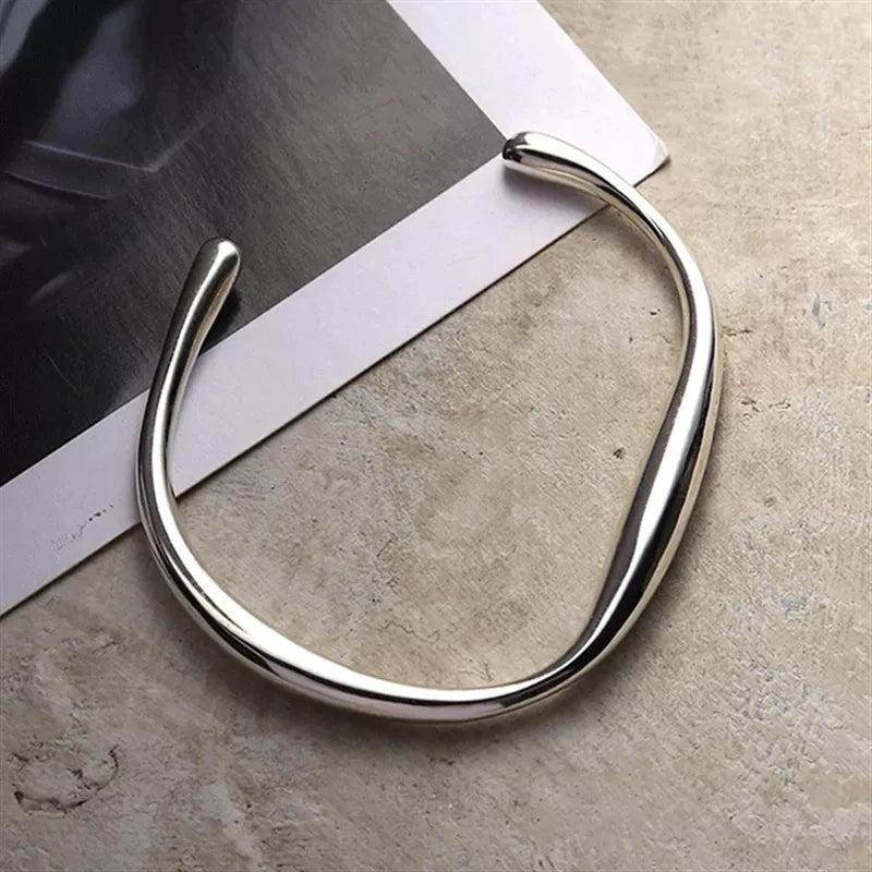 Water Pattern Wave Arc Opening Bracelet for Women Girls